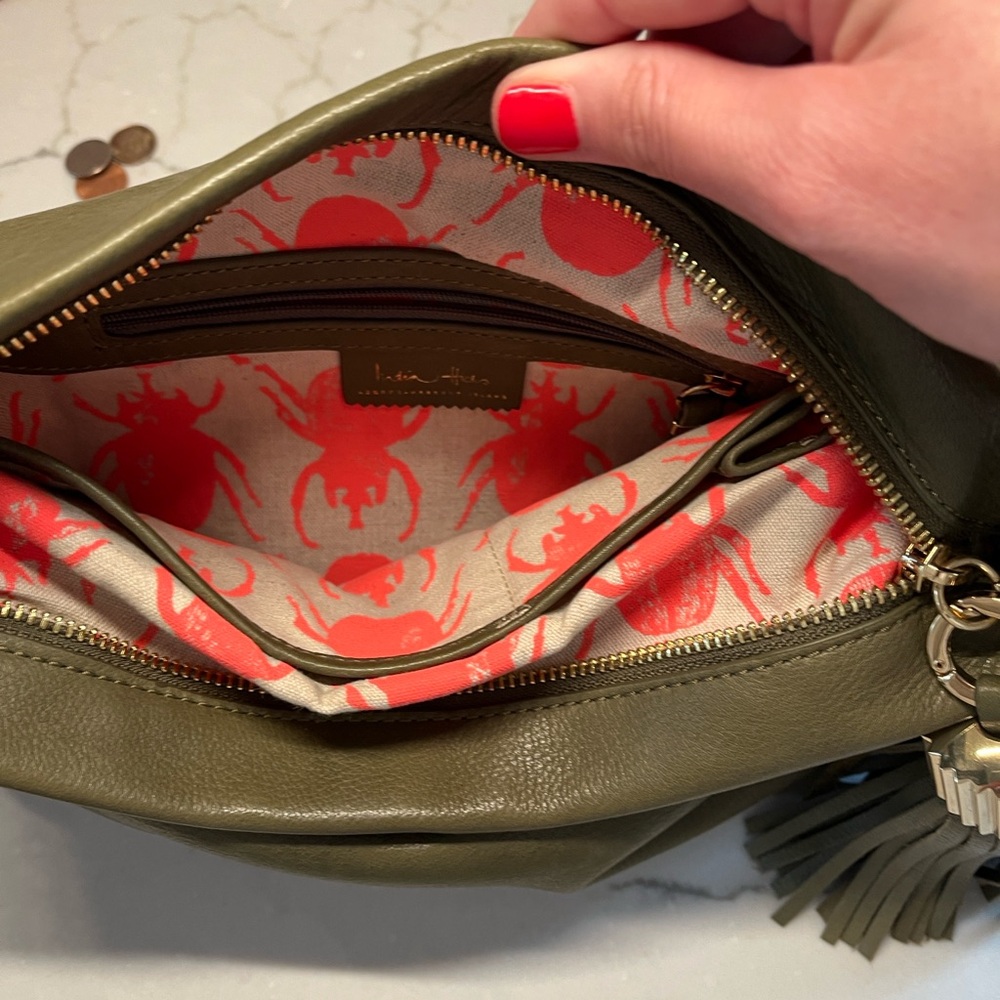 India Hicks green leather clutch - Picture 3 of 5